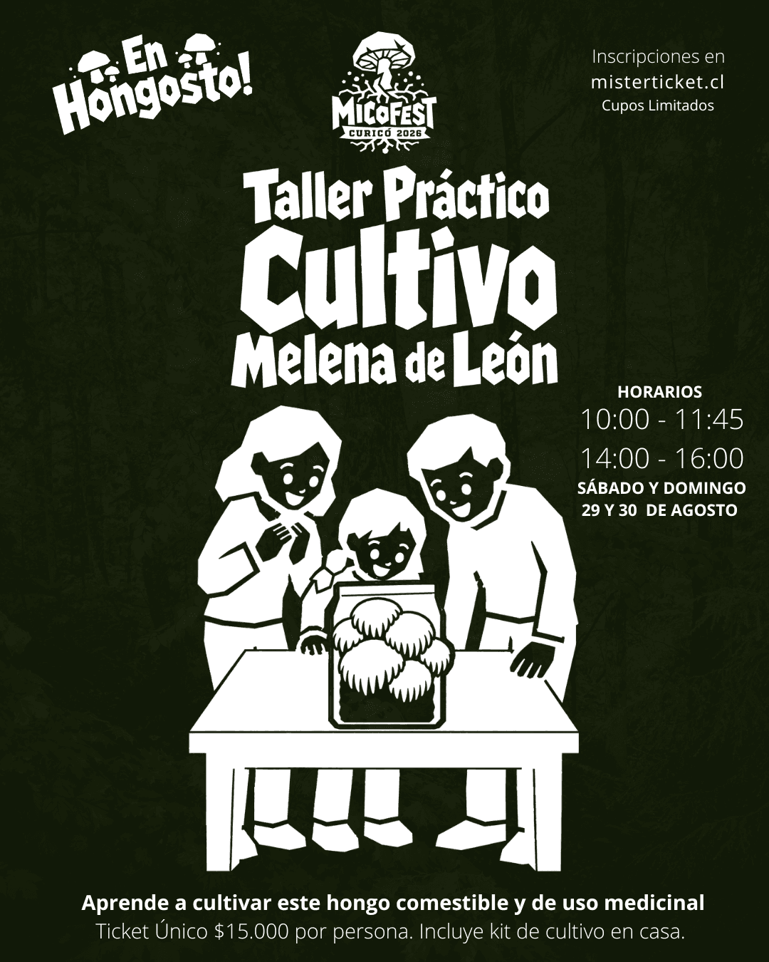Familia aprendiendo a cultivar Melena de León en un taller práctico