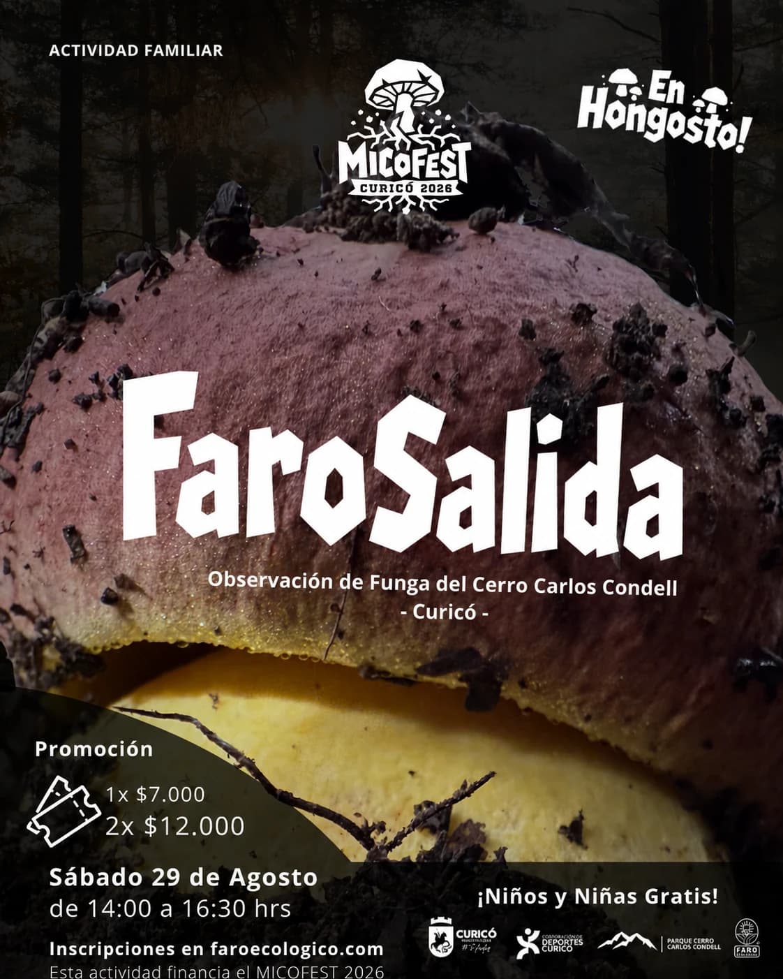 Afiche de la FaroSalida del sábado 29 de agosto en el Cerro Carlos Condell.